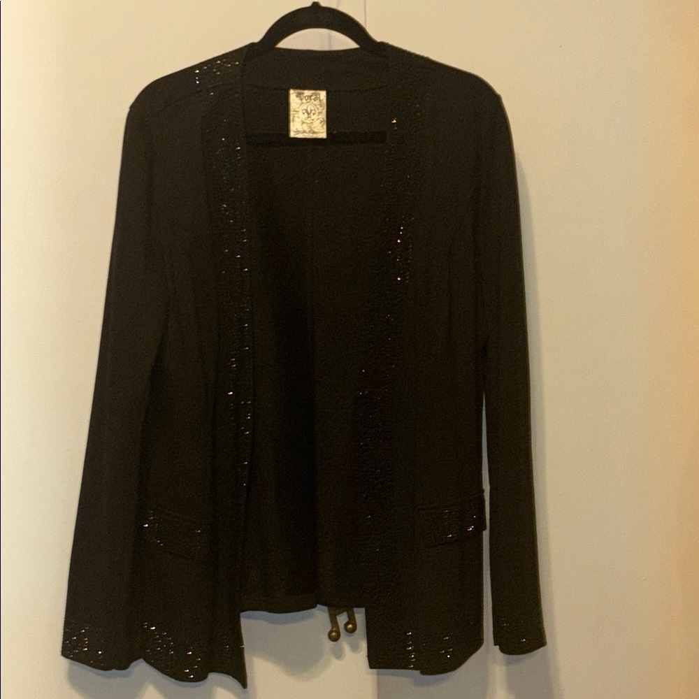 Vocal Black Knit Blazer Open Front